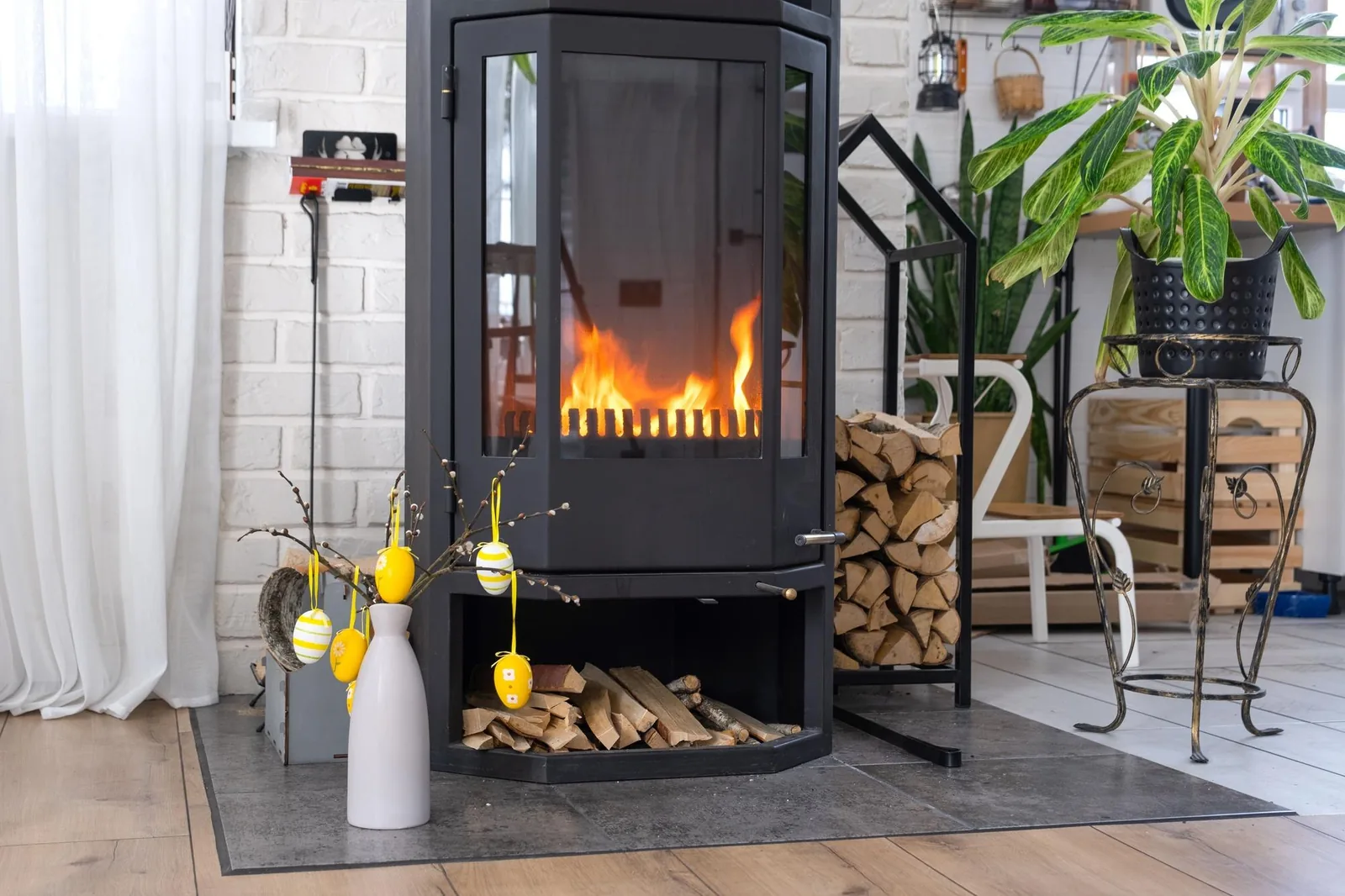 Siège chaudière à bois installé sur un installation domestique